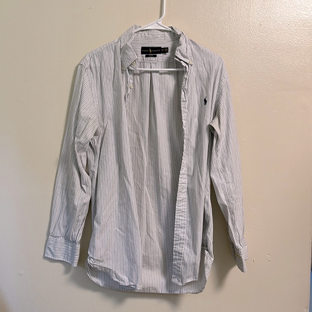 Black and blue striped Ralph Lauren dressy button up